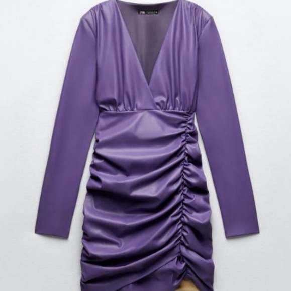 Zara Faux Leather Dress Size L - Picture 2 of 5